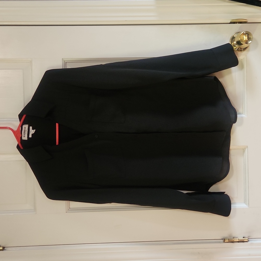 Express Portofino Slim Button Up Shirt w Pockets Black